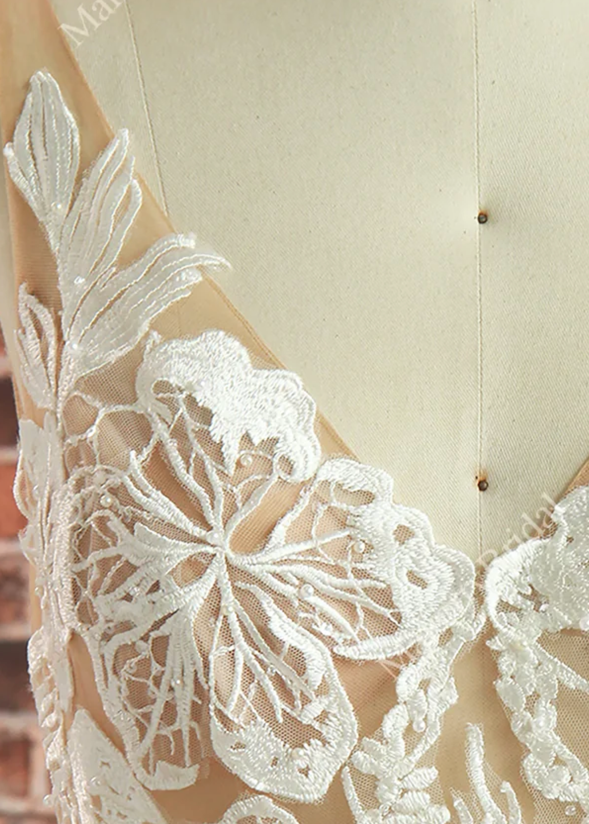 Wedding Dress Floral Lace A Line With Train Bridal Gown