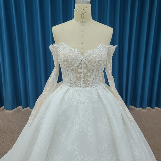 Lace Corset Boho Organza A Line Wedding Gown