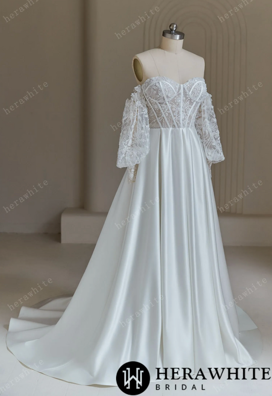 Illusion Lace Sweetheart Wedding Dress With Corset Back