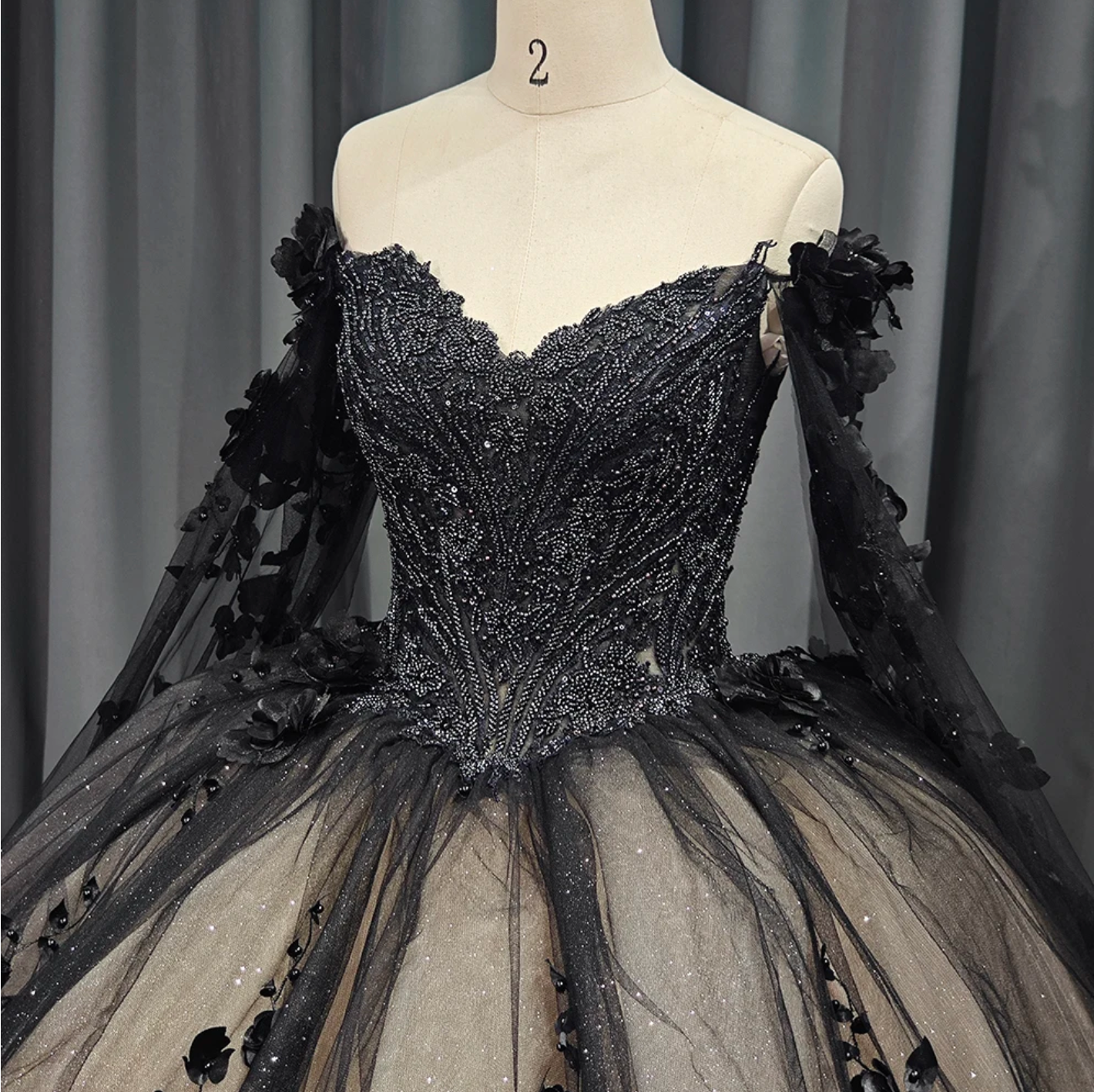 Quinceanera Dress Black Off The Shoulder Ball Gown