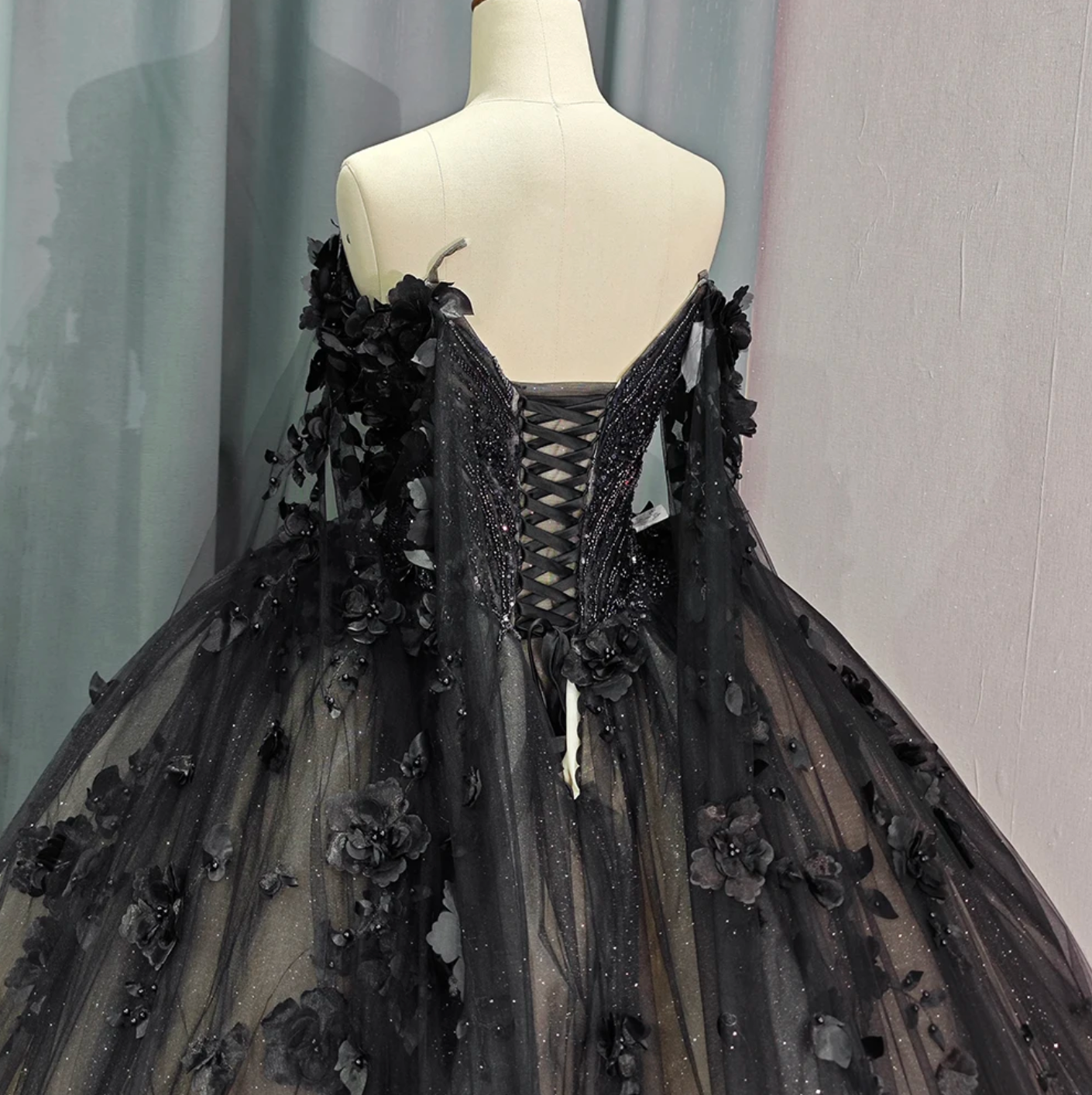 Quinceanera Dress Black Off The Shoulder Ball Gown