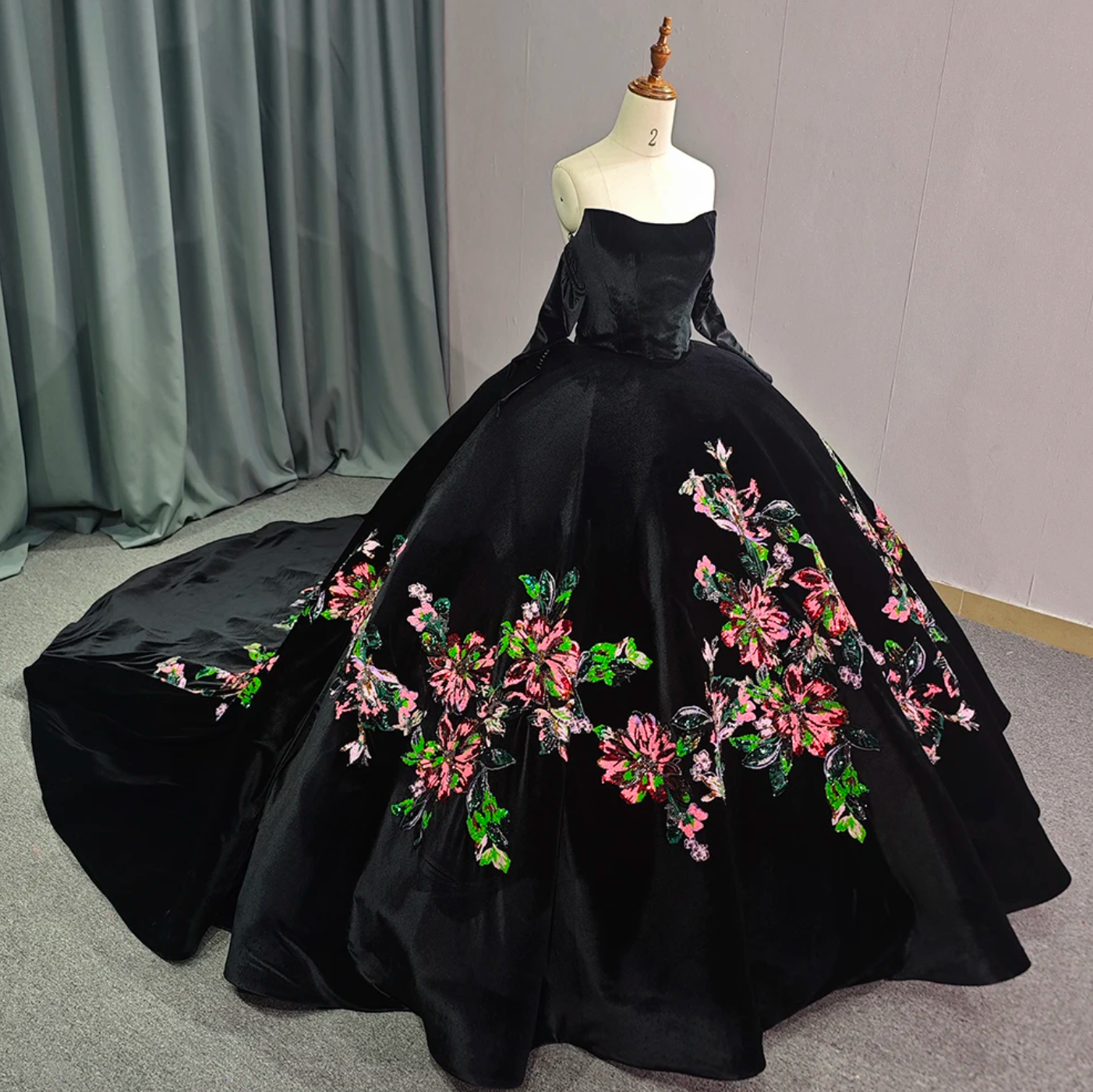Quinceanera Dress Black Off Shoulder Ball Gown