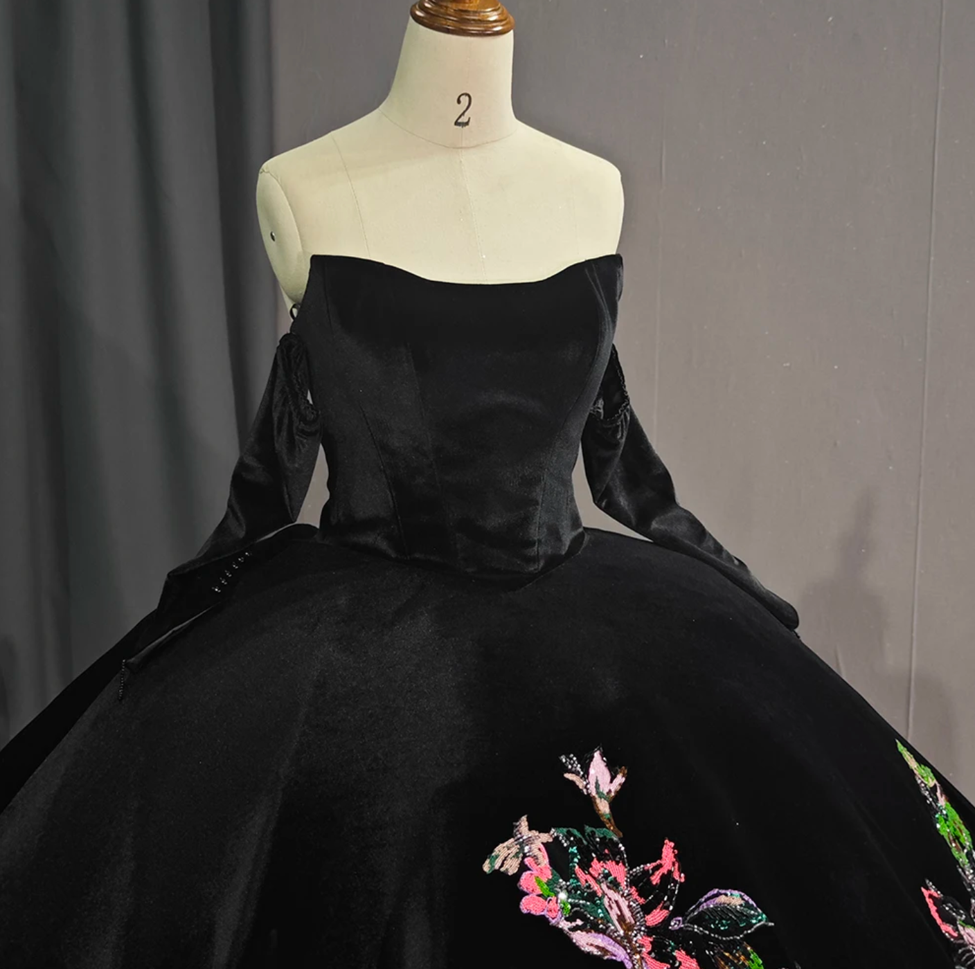 Quinceanera Dress Black Off Shoulder Ball Gown