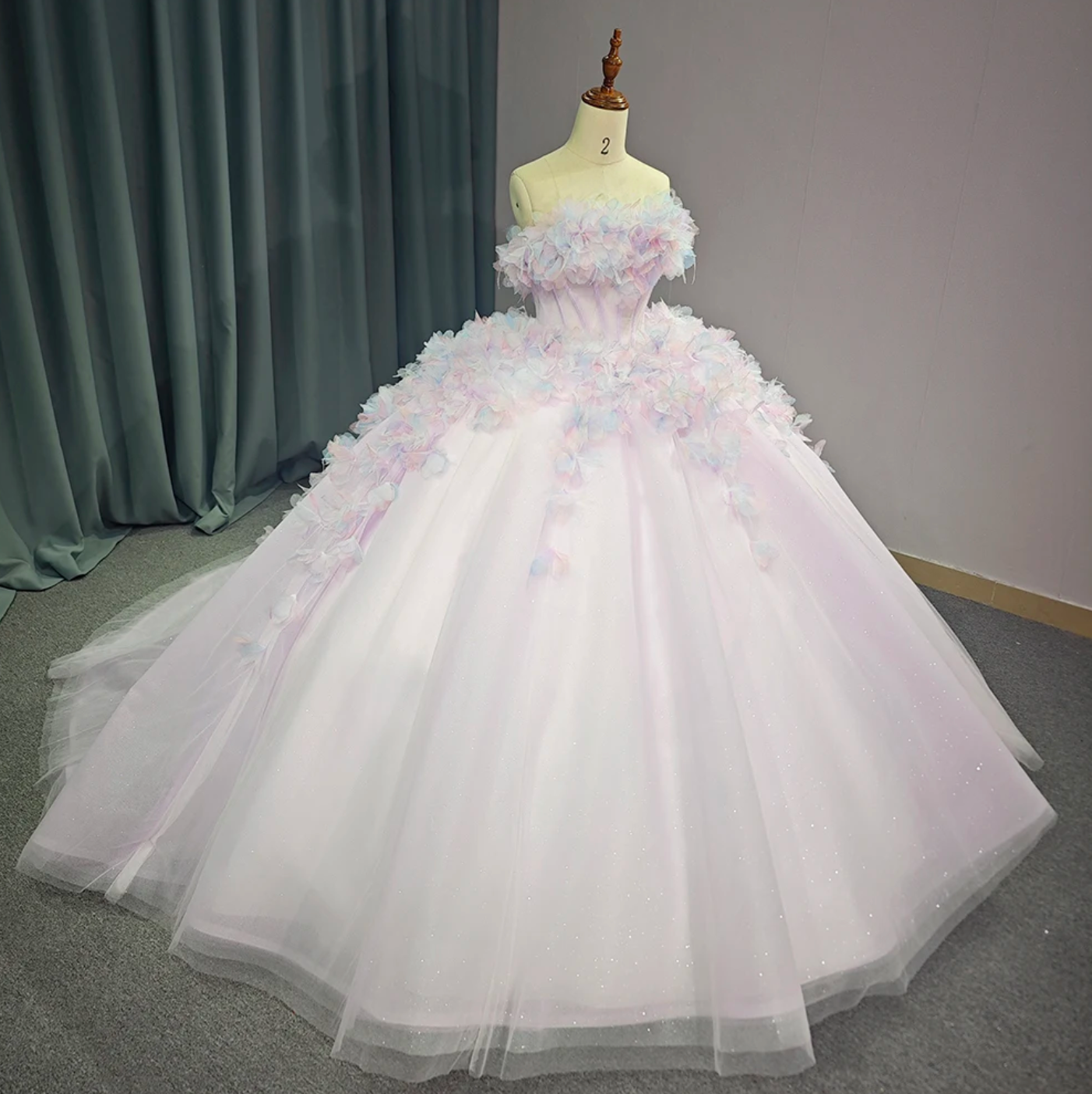 Quinceanera Dress Pink A Line Ball Gown, Indulge in luxury with our Pink Lace Quinceanera Ball Gown Strapless Dress. With a sparkling rainbow pink a line party ball gown