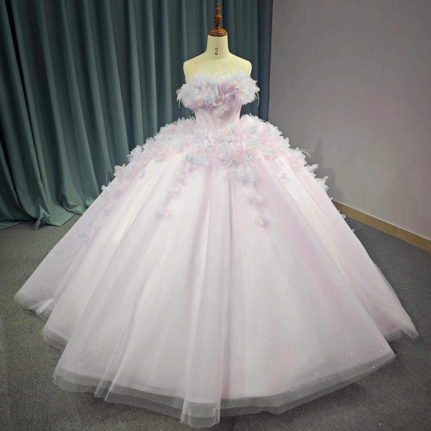 Quinceanera Dress Pink A Line Ball Gown, Indulge in luxury with our Pink Lace Quinceanera Ball Gown Strapless Dress. With a sparkling rainbow pink a line party ball gown
