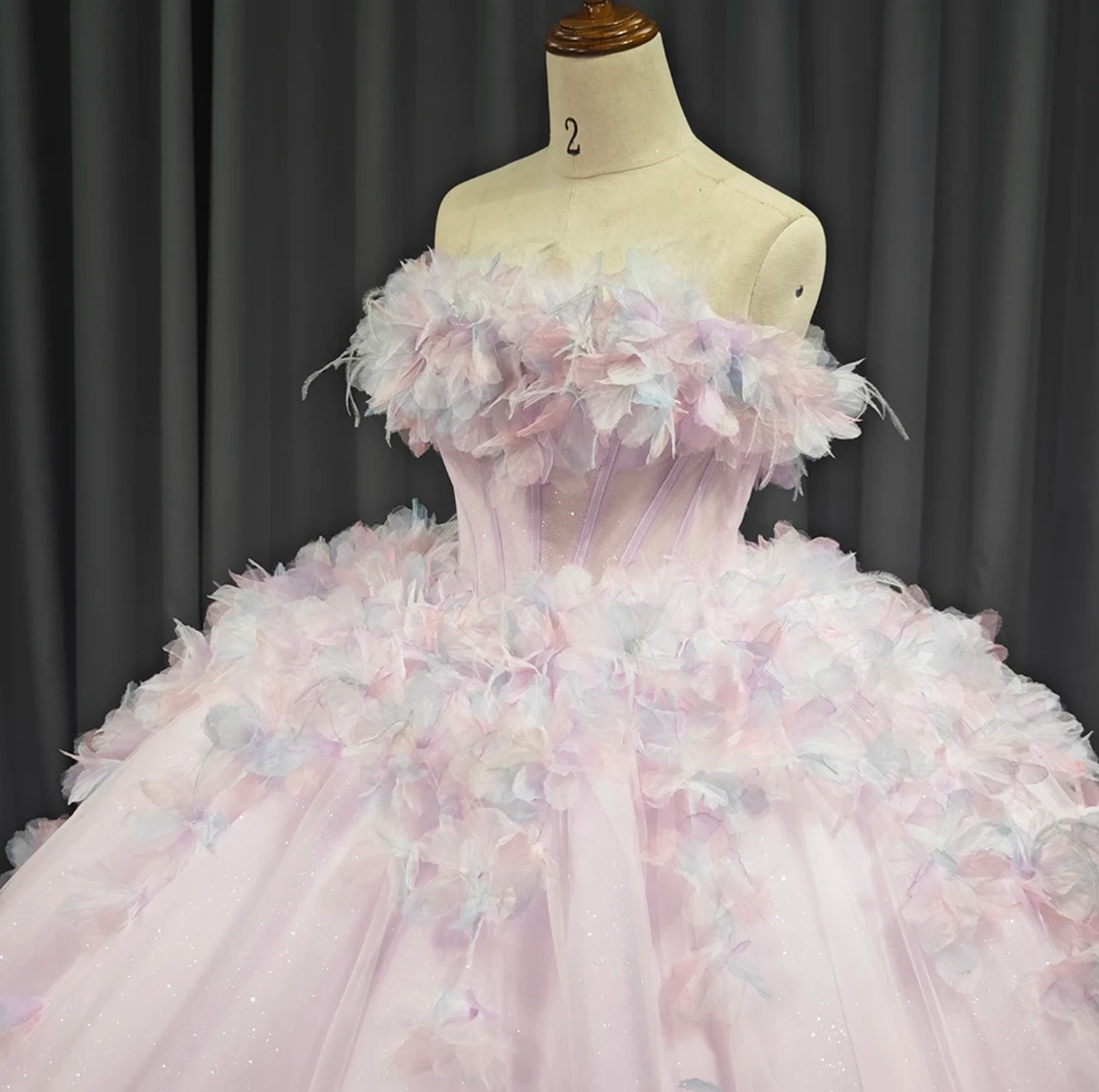 Quinceanera Dress Pink A Line Ball Gown, Indulge in luxury with our Pink Lace Quinceanera Ball Gown Strapless Dress. With a sparkling rainbow pink a line party ball gown
