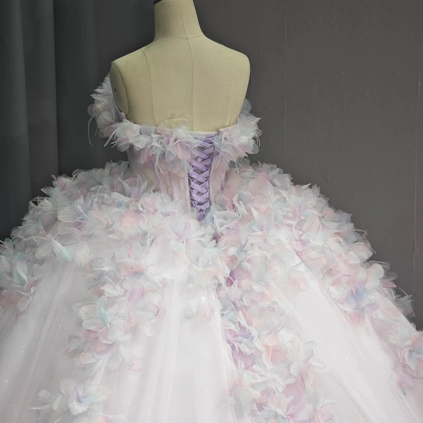 Quinceanera Dress Pink A Line Ball Gown, Indulge in luxury with our Pink Lace Quinceanera Ball Gown Strapless Dress. With a sparkling rainbow pink a line party ball gown