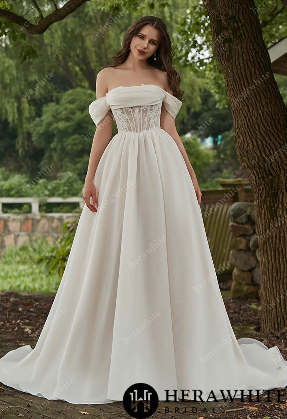 Amazon.com: Long A-line V-Neck Tulle Wedding Dress for Women