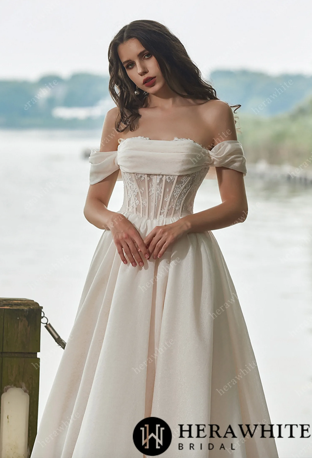 Off-the-Shoulder A-line Organza Wedding Dress – TulleLux
