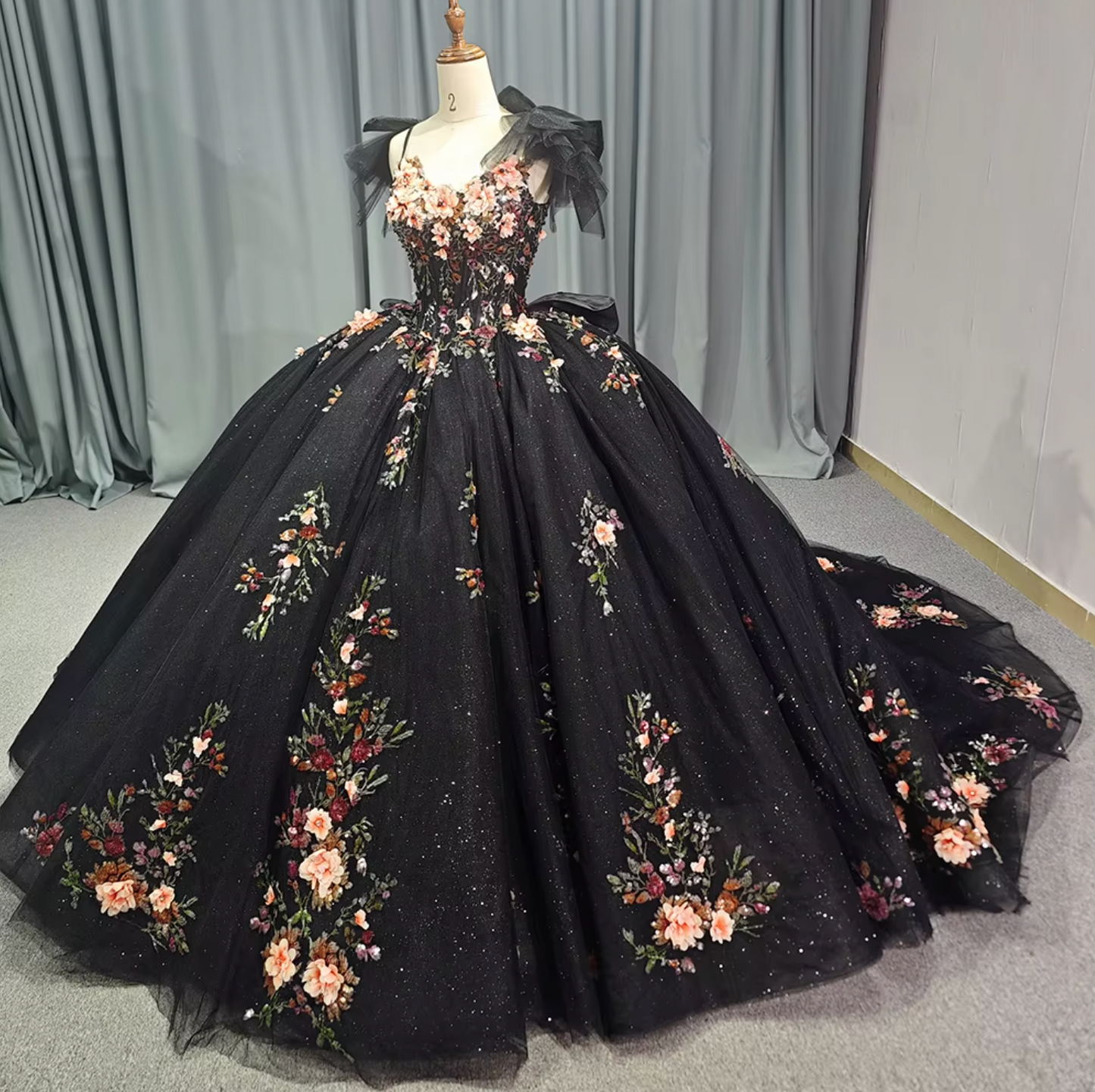 Quinceanera Dress Emerald Black Ball Gown