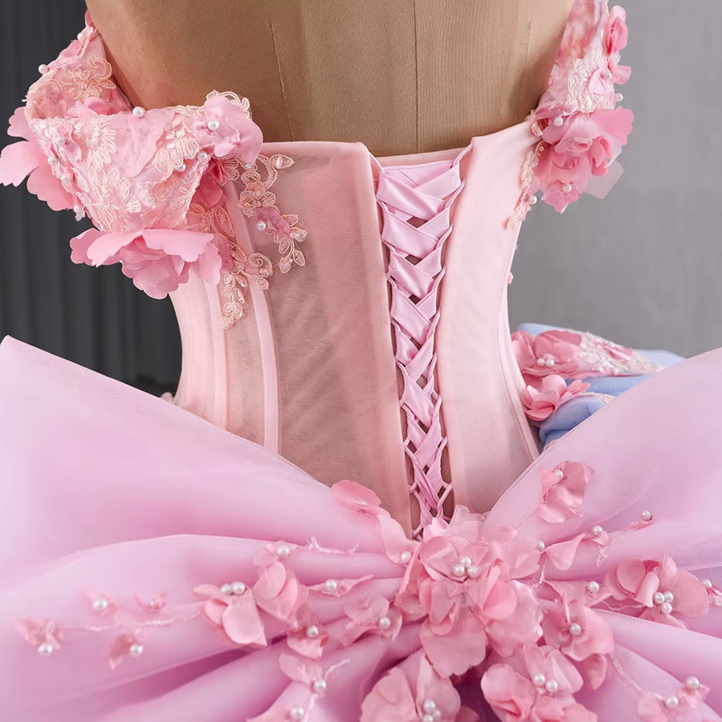 Quinceanera Dress Pink Blue Beaded Chiffon Ball Gown, Be the belle of the ball in this hot pink and blue quinceañera dress! The sparkling beaded bodice