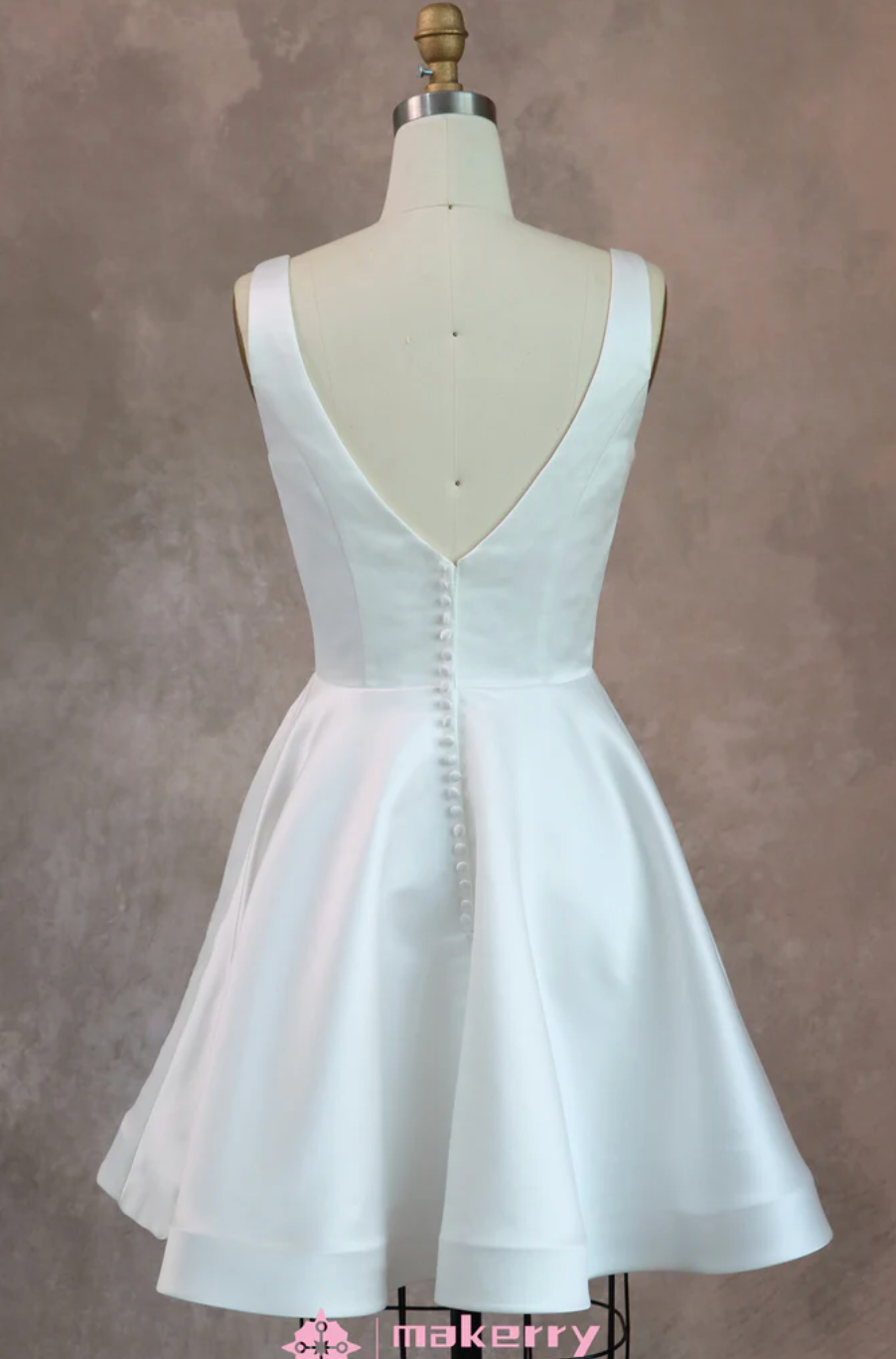 Wedding Dress A Line Short Mini Satin Bridal Gown