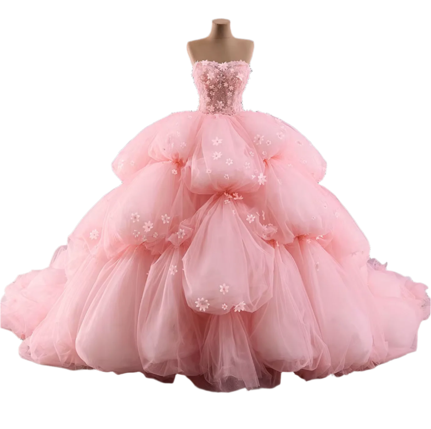 Quinceanera Dress Pink Ruffled Beaded Ball Gown, Elevate your Quinceanera style with our Spring Corset Pink Dress. The sleek fitted netting bodice