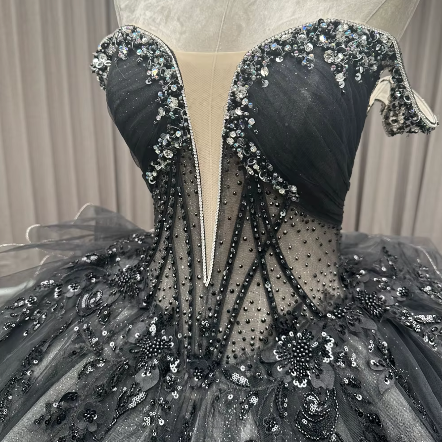 Quinceanera Dress Black Off The Shoulder Ball Gown