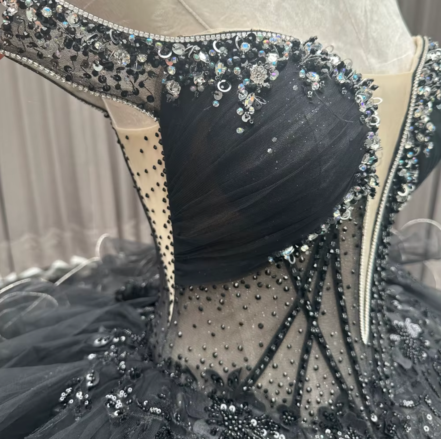 Quinceanera Dress Black Off The Shoulder Ball Gown