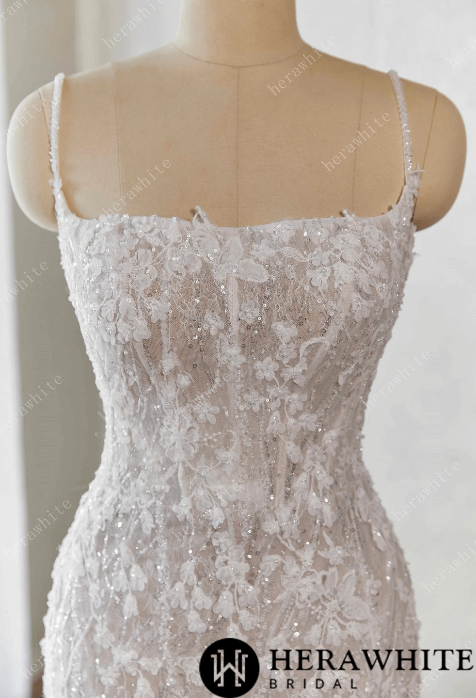 Wedding Dress Lace Tulle Beading Sequins With Train, this sophisticated wedding dress features a fitted bodice embellished with intricate lace