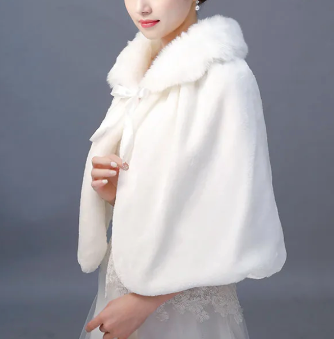 Bridal Faux Fur Wrap Elbow Length Wedding Accessory, Achieve sophistication and elegance with this Bridesmaid Faux Fur Elbow Length Shoulder Wrap