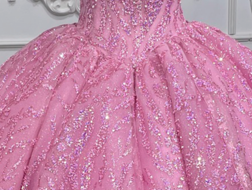 Party Pink Organza Quinceanera A Line Ball Gown