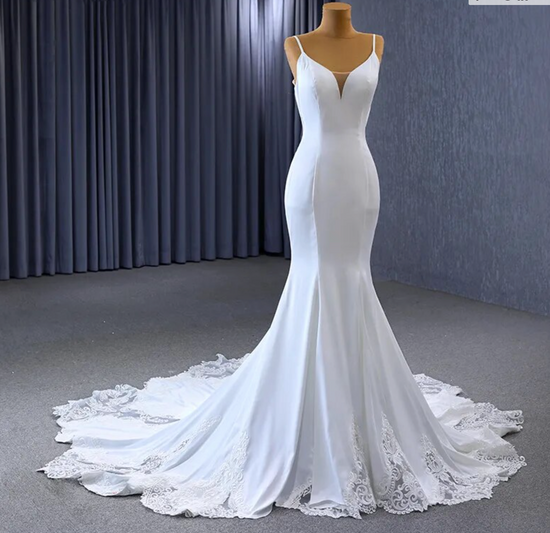 Satin Modern Mermaid Wedding Sleeveless Bridal Gown