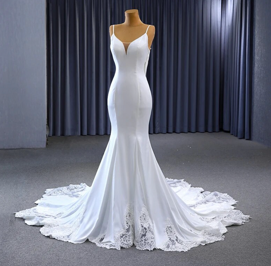 Satin Modern Mermaid Wedding Sleeveless Bridal Gown