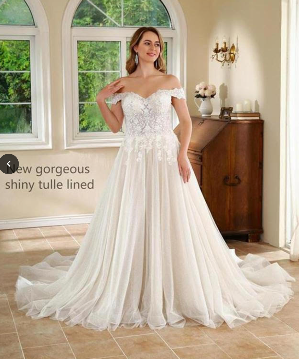 Off the shoulder a line wedding dress deals