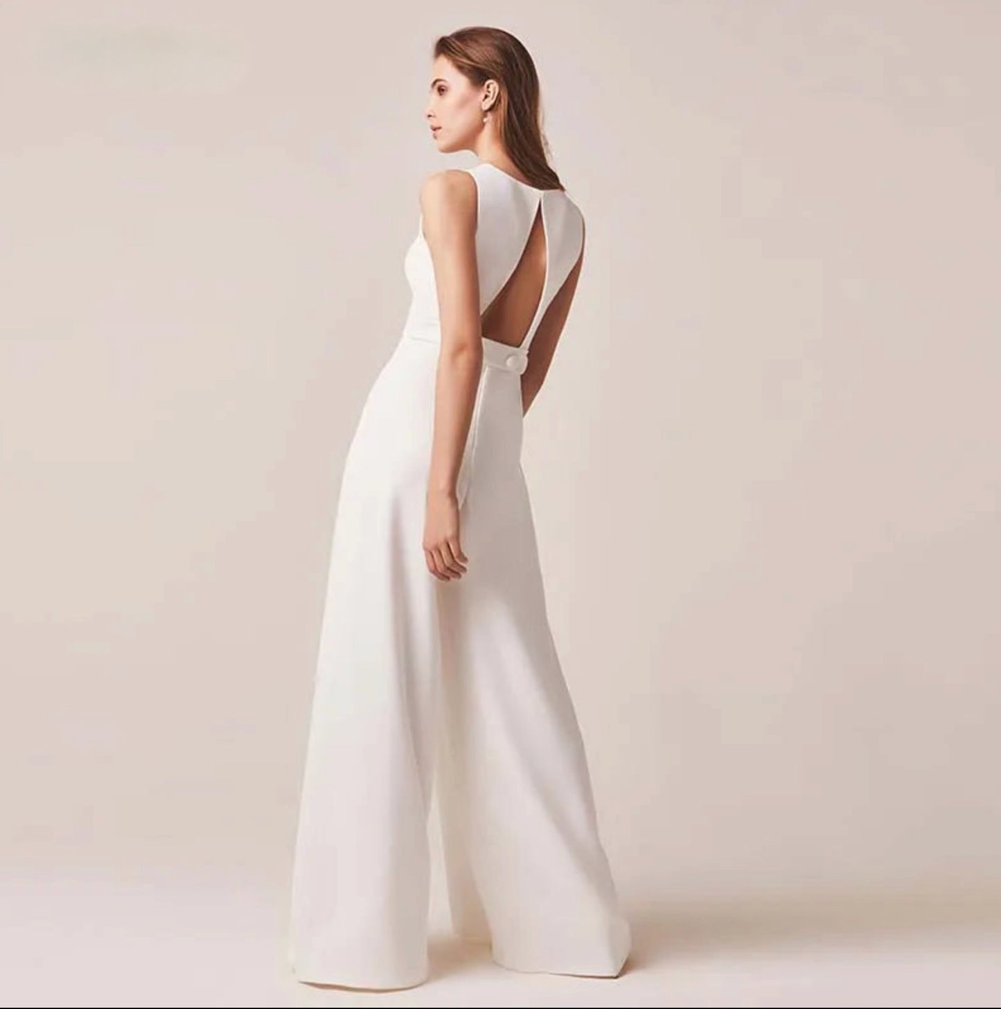 Wedding Jumpsuit Boho Wide Leg Bridal Pants Suit,  Boho chic women's wedding day bridal jumpsuit, this one piece pants