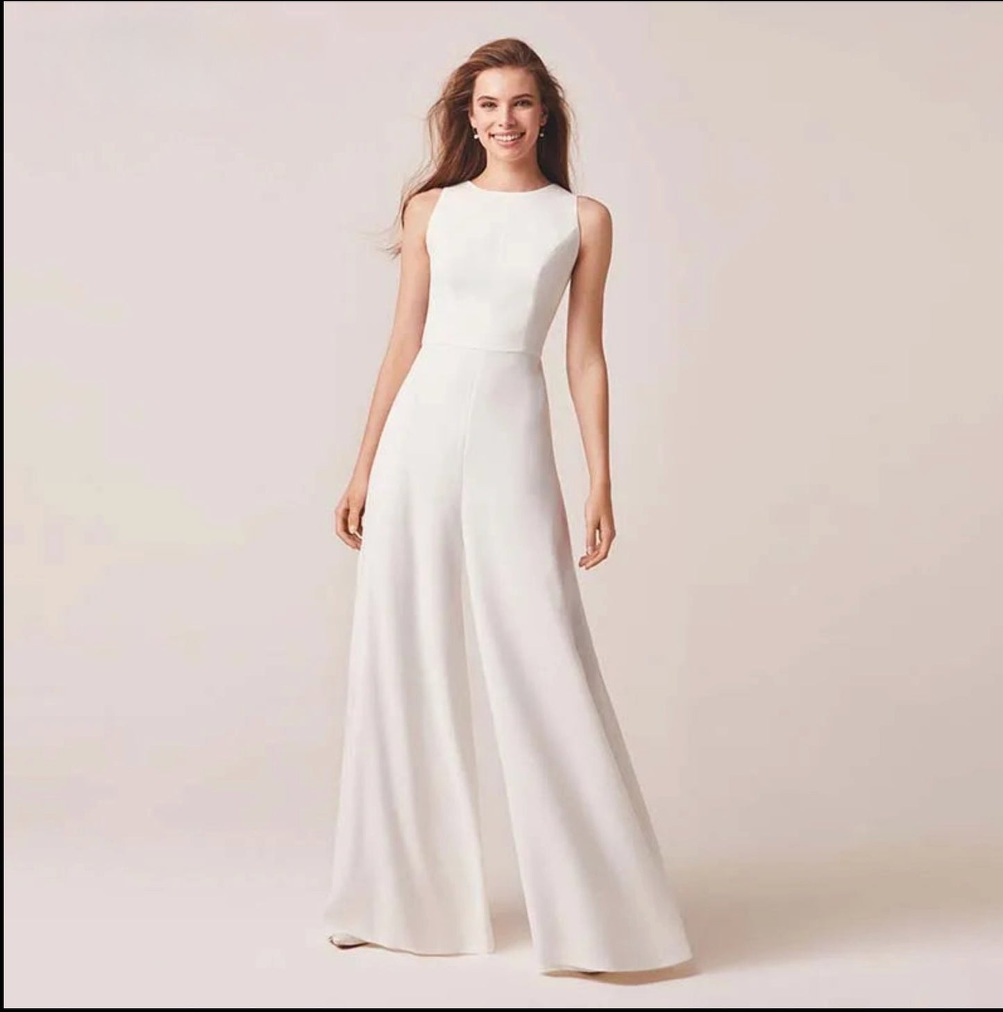 Wedding Jumpsuit Boho Wide Leg Bridal Pants Suit,  Boho chic women's wedding day bridal jumpsuit, this one piece pants