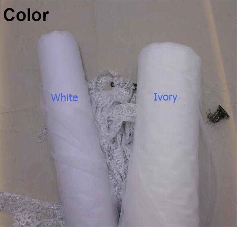 Wedding Veil 5M Cathedral Length Lace One Layer Bridal Accessory. Featuring intricate floral patterns and a cathedral length,