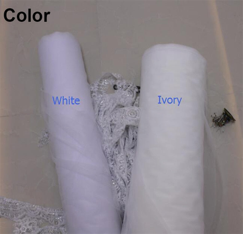 Luxurious White Ivory 5M Cathedral Long Voile Soft Lace Wedding Bridal Veil