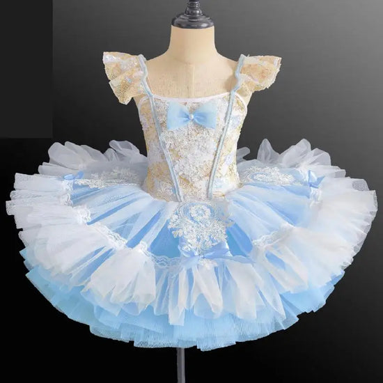 Girls Ballerina Tulle Sequins Dance Performance Costume