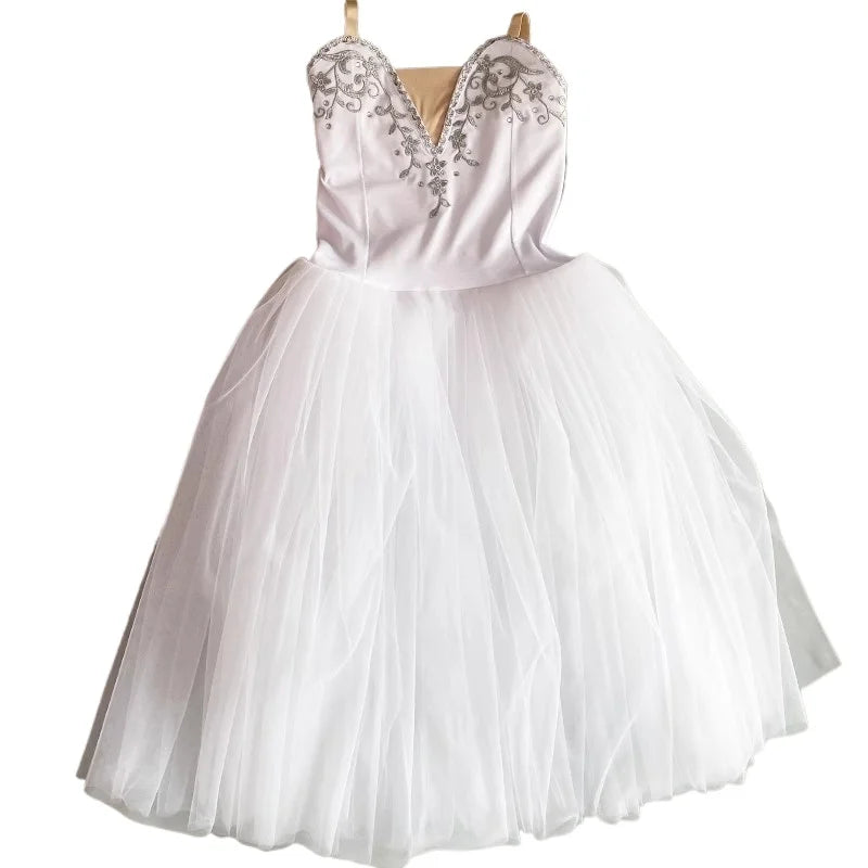 Ballet Dress White Girls Tutu Ballet Long Skirt Ballerina Dance Performance Costume