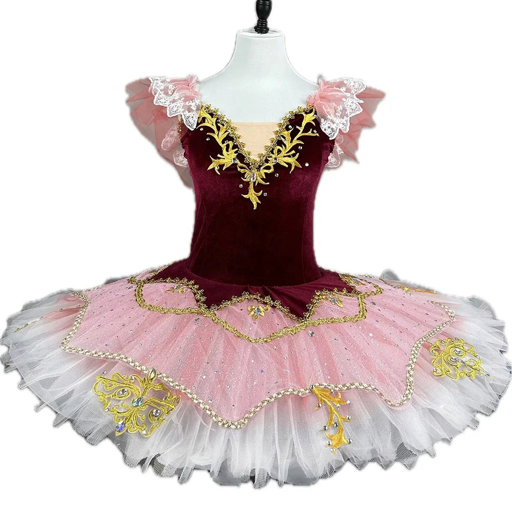 Professional Ballet Dress Red Performance Costume Ballerina Leotard Dance Clothes