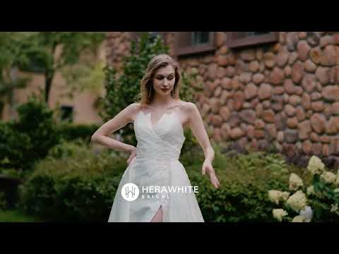 Load and play video in Gallery viewer, Strapless Silky Satin Wedding Dress With Detachable Overskirt
