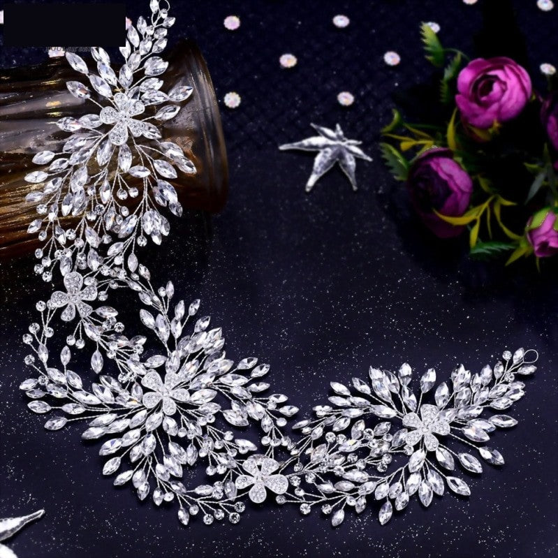 Wedding Headband Crystal Rhinestone Flower Leaf Hair Tiara Bridal Headpiece