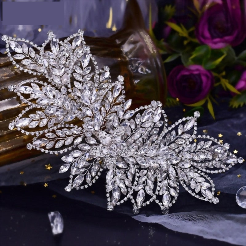 Wedding Headband Crystal Rhinestone Flower Leaf Hair Tiara Bridal Headpiece