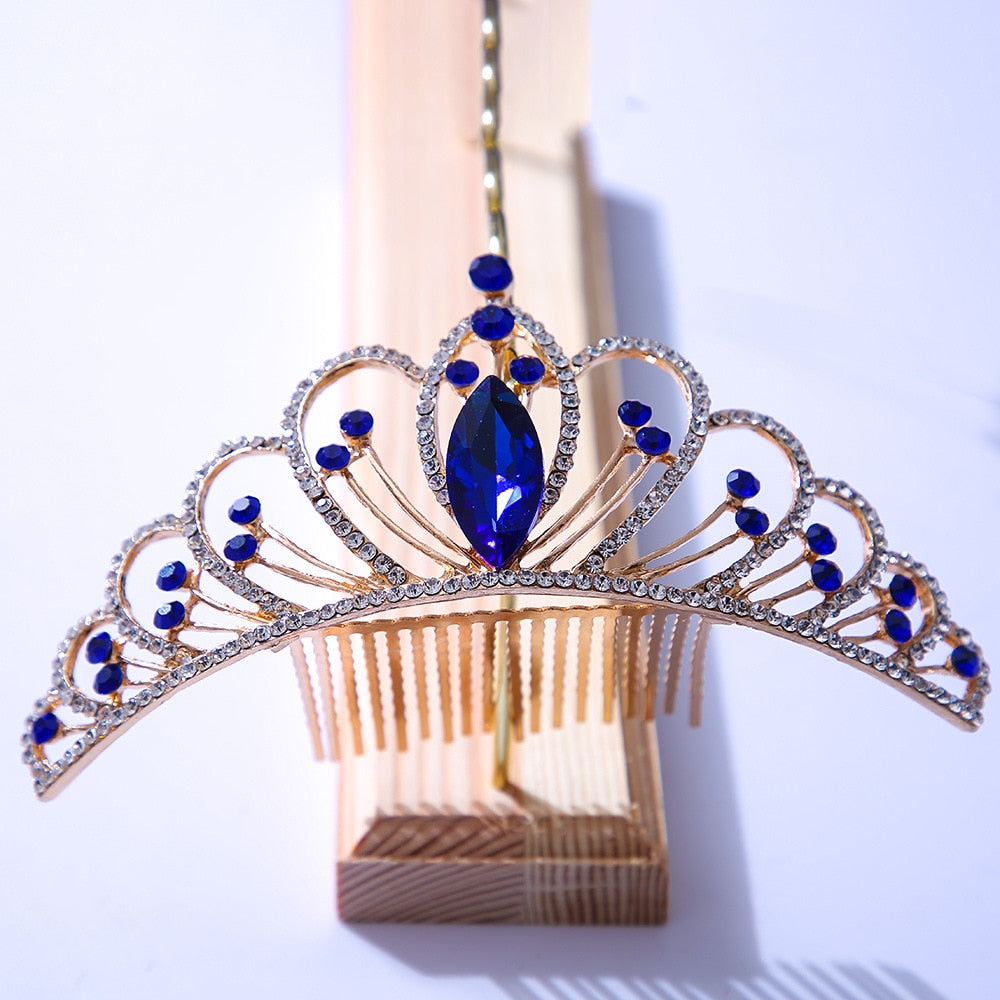 Crystal Rhinestone Tiara Bridal Crown Queen Princess Pageant Hair  Comb Accessory