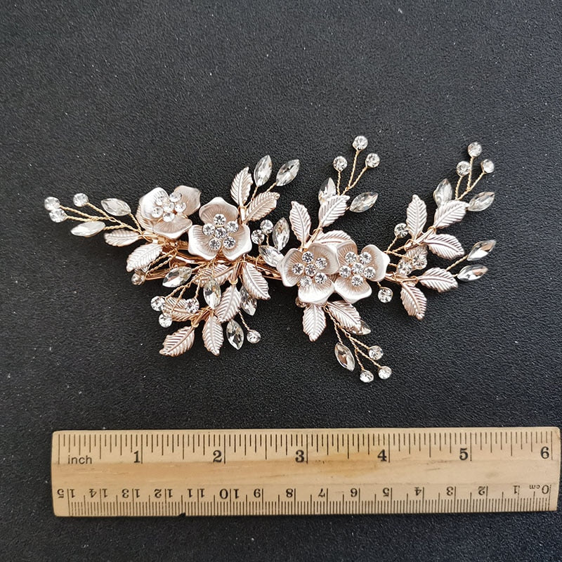 Bridal Hair Accessory Handmade Austrian Crystal Wedding Head Pins, Elevate your bridal look with our Handmade Golden Austrian Crystals