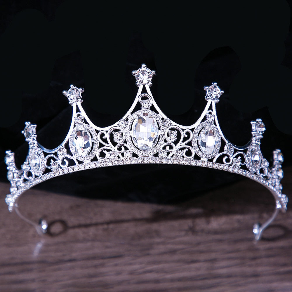 Vintage Silver Crystal Crown, hot Bridal Headpiece