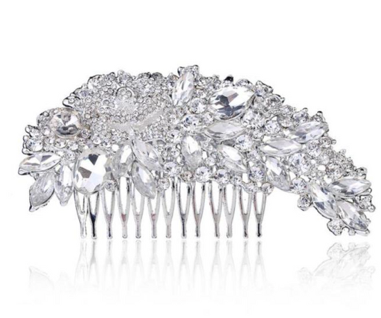 Leaf Shape Gold Color Bridal Hair Crystal Comb Wedding Day Accessory - TulleLux Bridal Crowns &  Accessories 