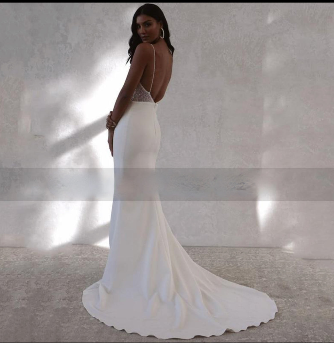 Sexy Boho Beach wedding dress Tulle Spaghetti Neck Beaded Long Bridal –  SELINADRESS