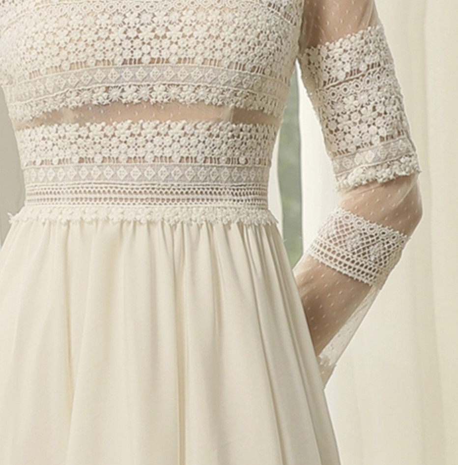 Wedding Dress Long Sleeve Lace A-line Boho Bridal Gown