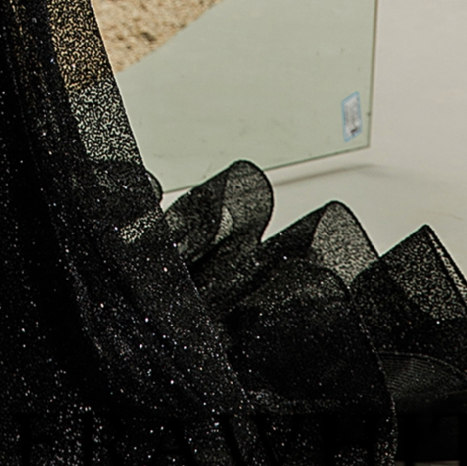 Romantic Black Glitter Tulle Corset Bridal Dress