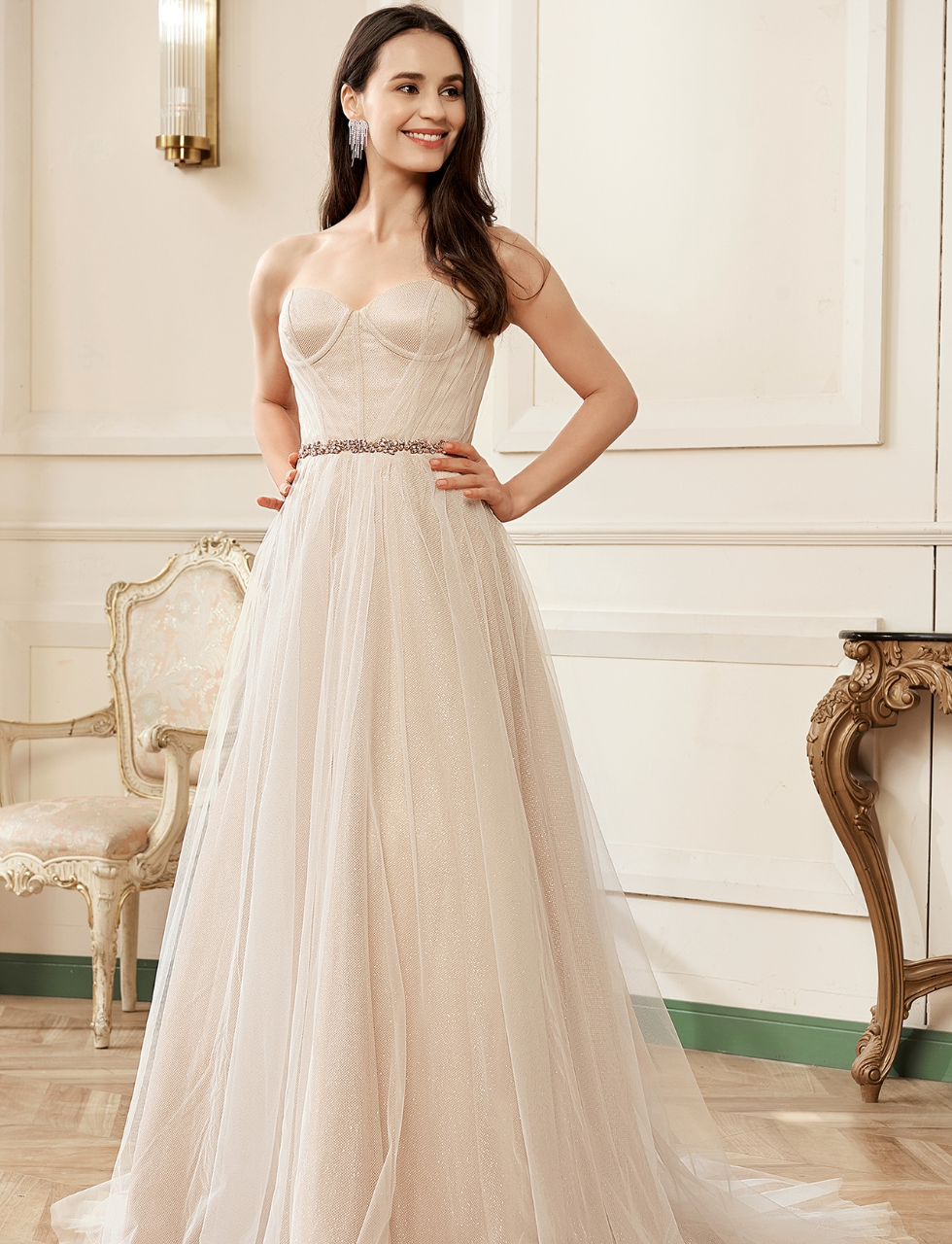 Wedding Dress Shimmer Corset Sparkle Tulle Bridal Gown