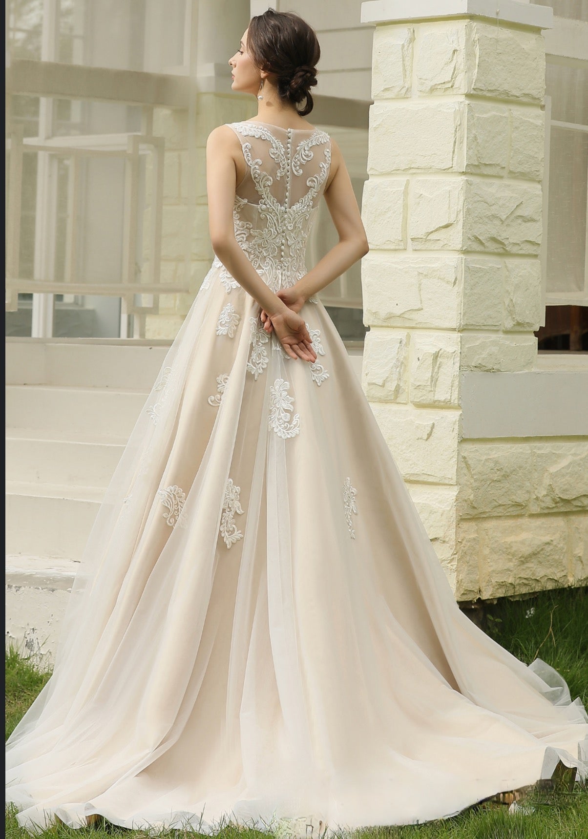 Illusion Halter Neckline Ball Gown Wedding Dress