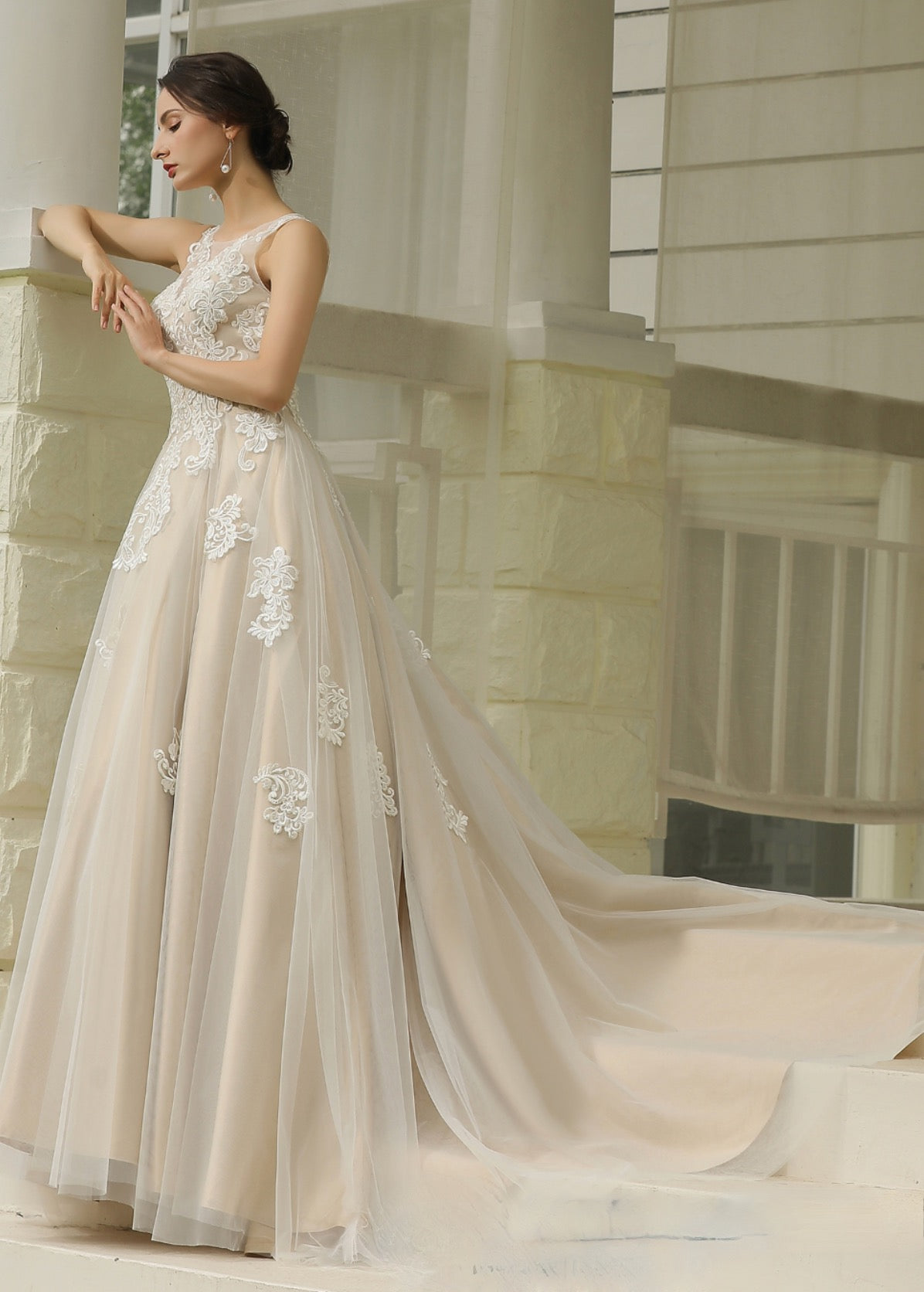 Wedding Dress Illusion Halter Neckline Ball Gown
