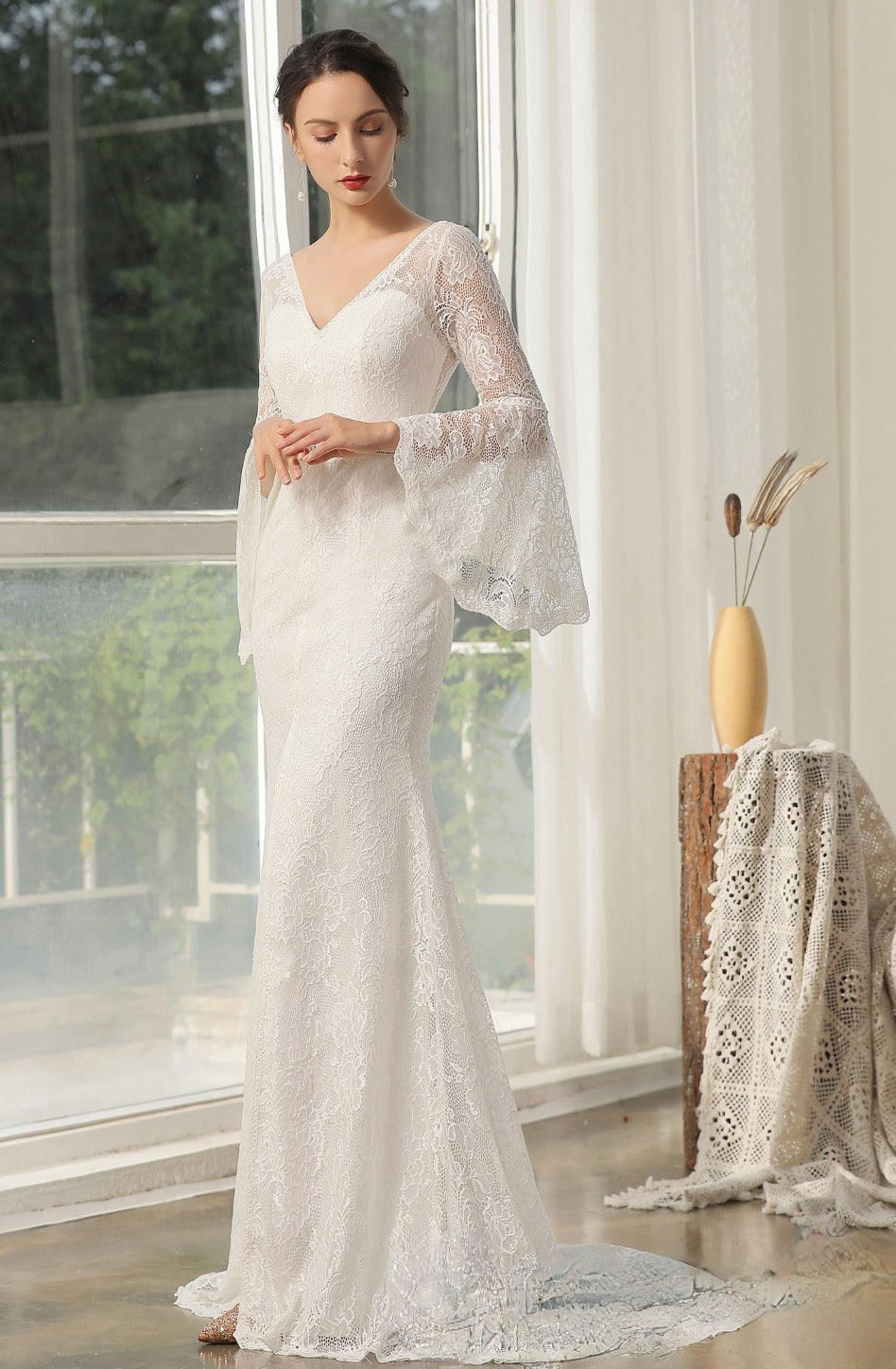 Wedding Dress Lace High Split Bridal Gown A Line