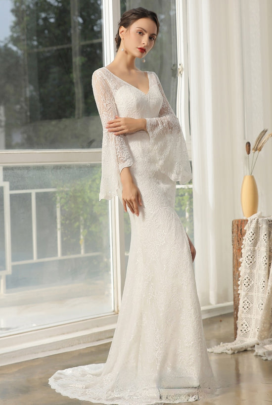 Designer Lace High Split Bridal Gown