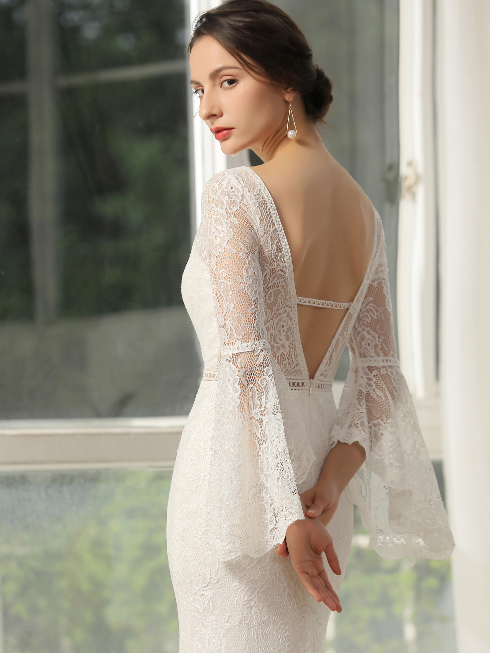 Wedding Dress Lace High Split Bridal Gown A Line