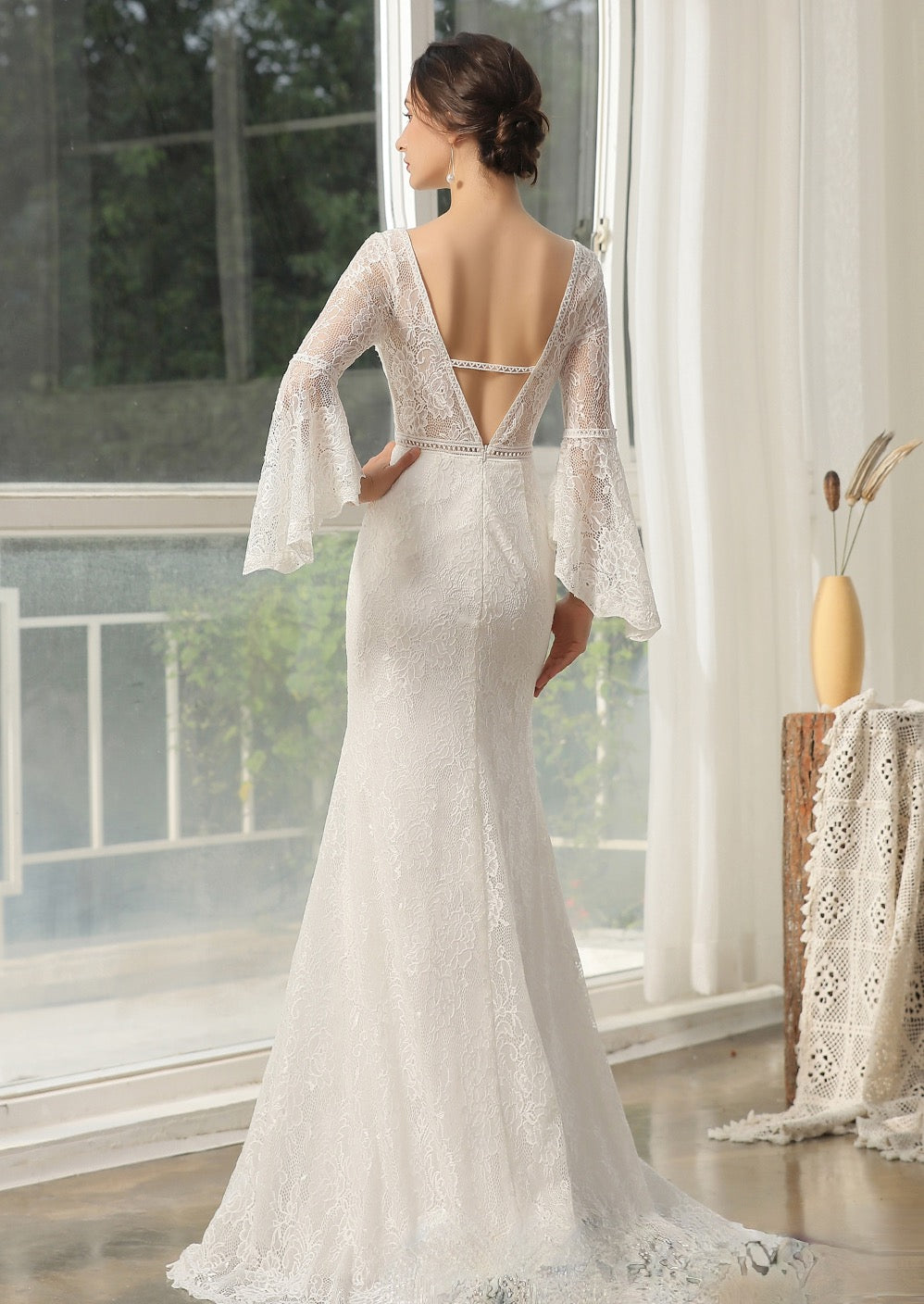 Designer Lace High Split Bridal Gown