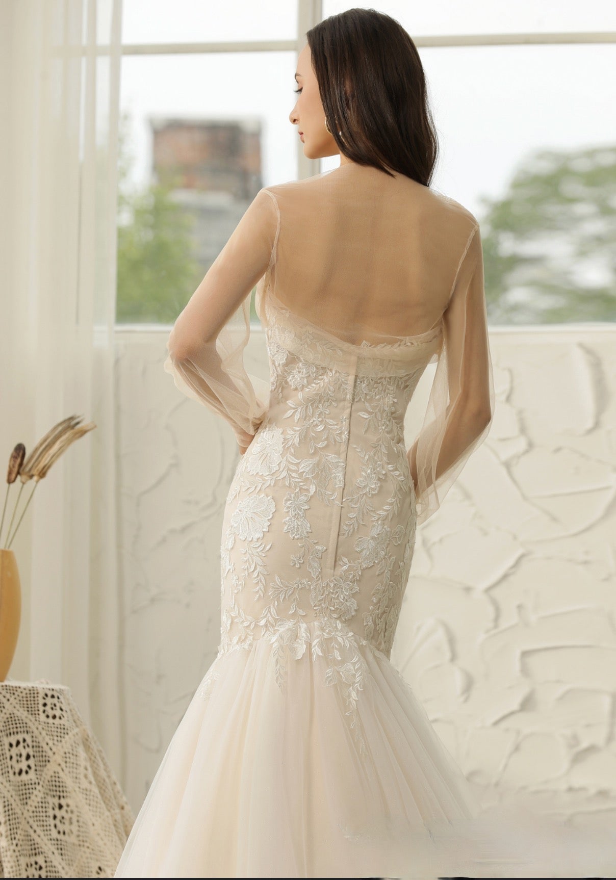 Wedding Dress Sweetheart Lace Tulle Mermaid Gown
